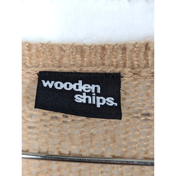 WOODEN SHIPS Open-Front Lightweight Knit Wool Mohair Blend Cardigan Size M/L - Picture 6 of 7